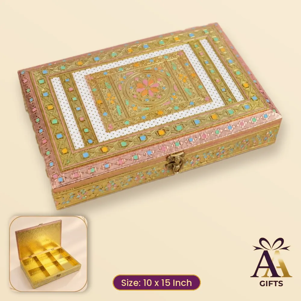 10x15 Pink Mina Dry Fruit Box - pink wooden dry fruit box, 10 x 15 Inch, for corporate gifts and festive hampers