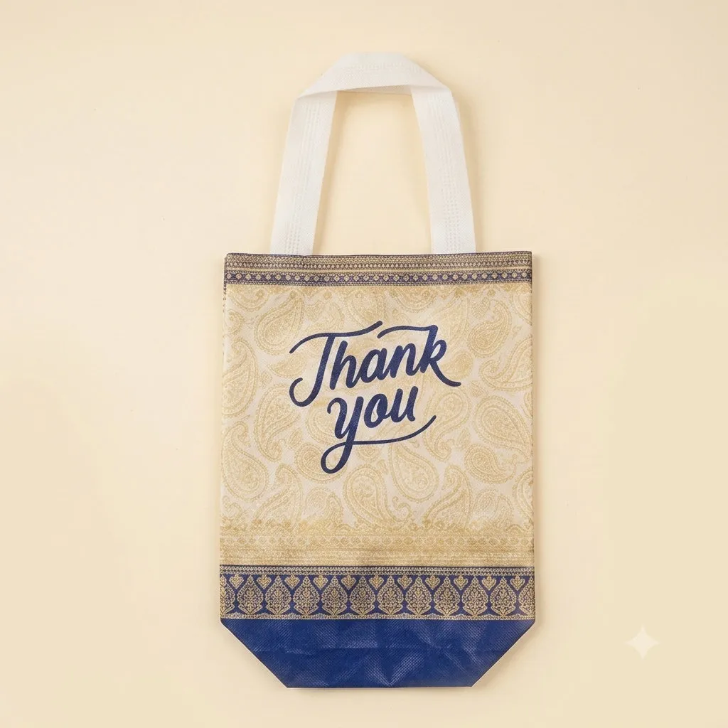 Blue Printed Return Gift Bag for weddings, pooja favors, baby showers and festive gifting