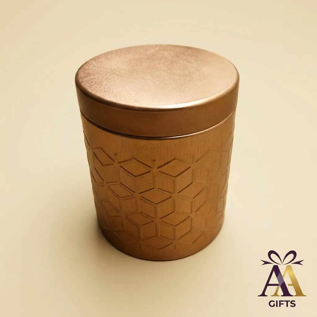 Brass gold finish metal storage box for pooja camphor and jewelry favors