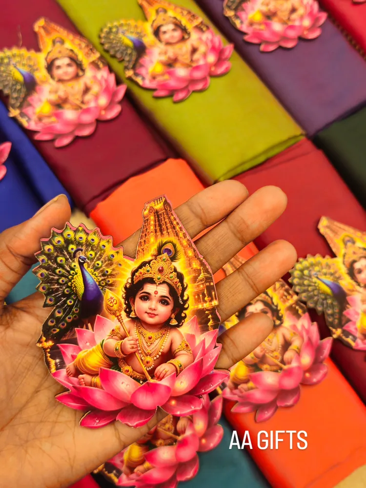 Divine baby Murugan lotus cutout thamboolam favor combo return gift Chennai
