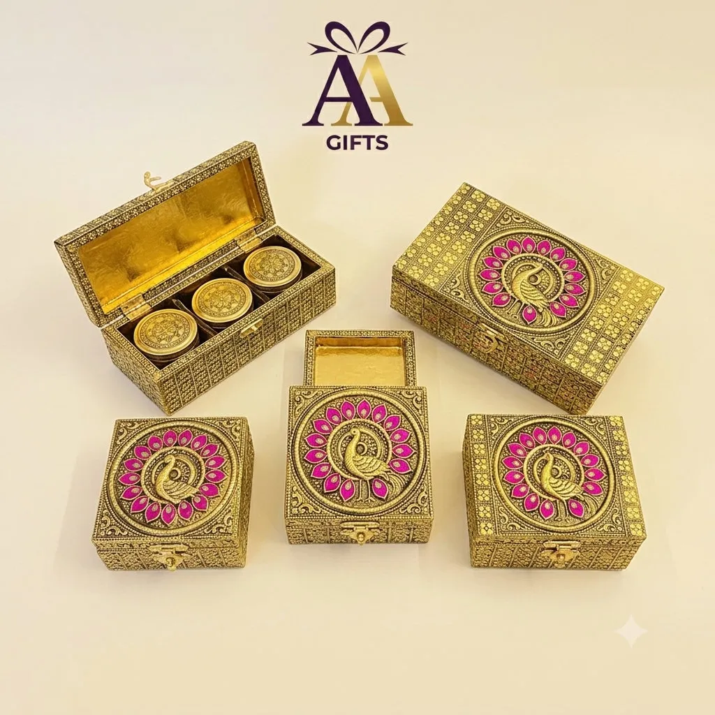 Oxidized Silver Peacock Kumkum Box for weddings, pooja favors, baby showers and festive gifting