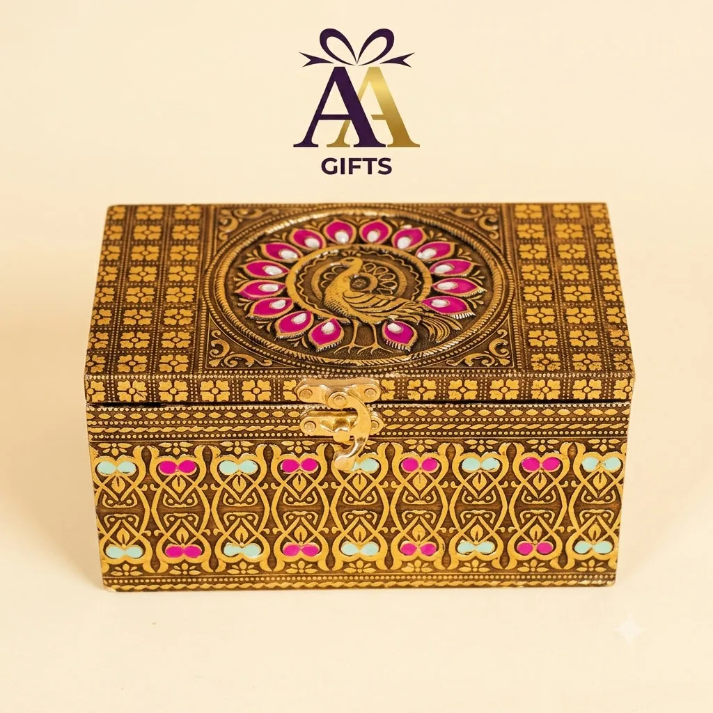 Lotus Printed Round Metal Tray for weddings, pooja favors, baby showers and festive gifting