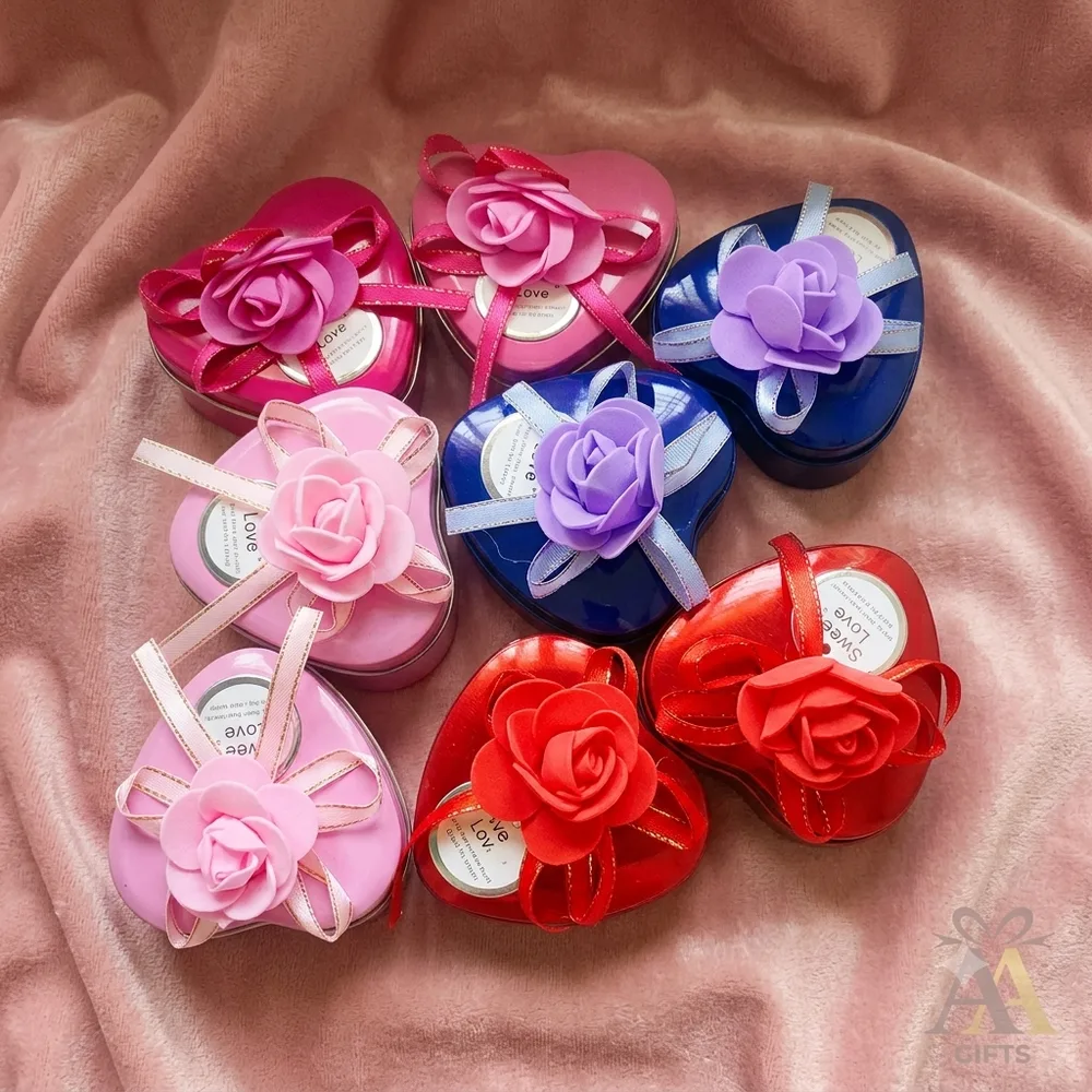 Floral Heart Shaped Metal Gift Box with Rose Ribbon return gifts Chennai