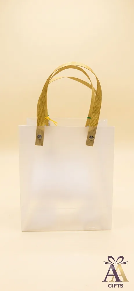 Frosted translucent tote gift bag with golden straps return gift Chennai
