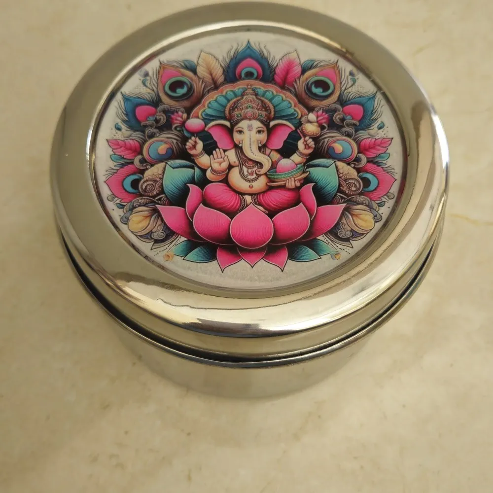 Heritage artwork printed stainless steel storage box for return gifts