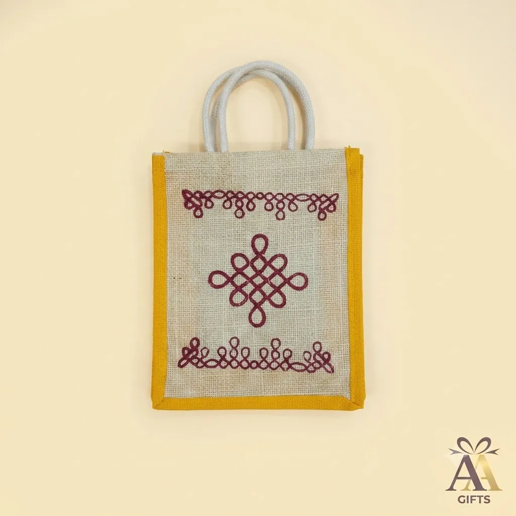 Traditional gold zari border thamboolam bag for wedding return gifts in Chennai