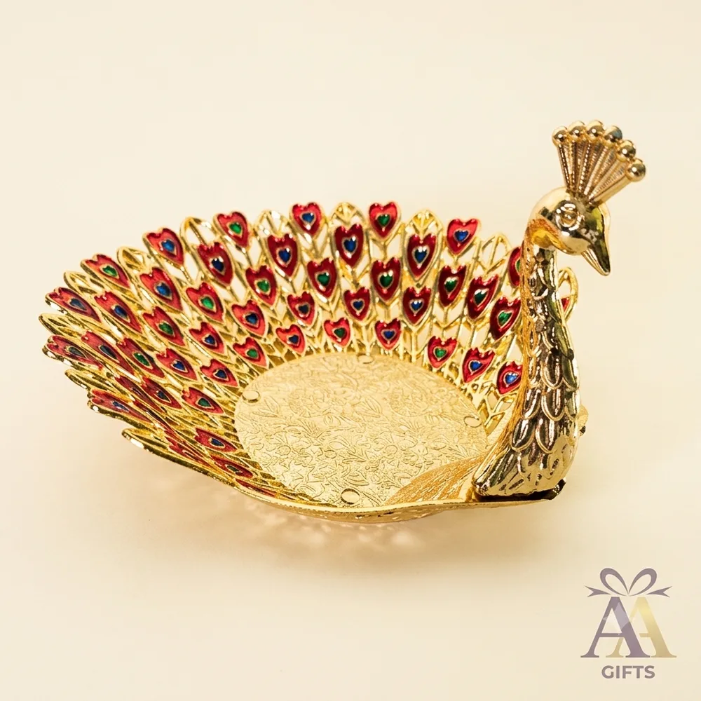 Meenakari Gold Plated Peacock Design Pooja Bowl return gifts Chennai