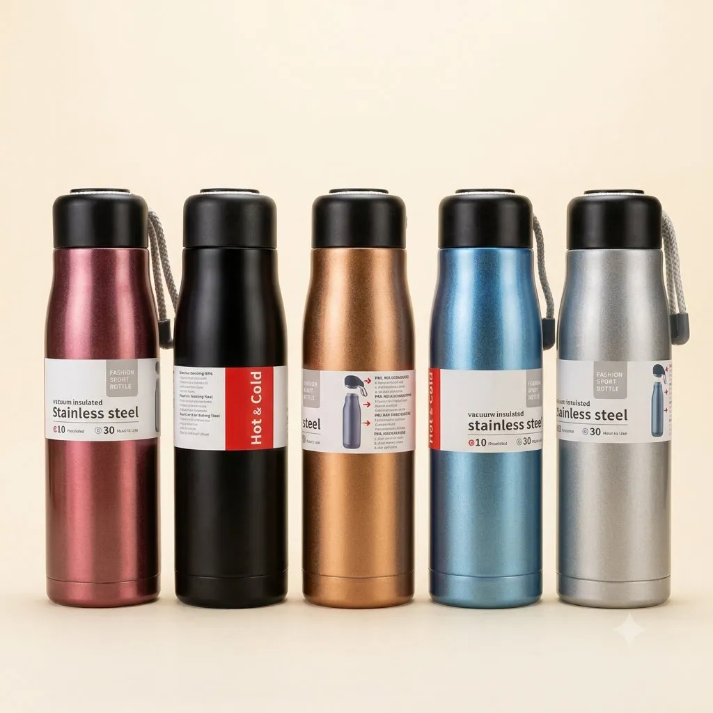 Metallic Stainless Steel Water Bottle for weddings, pooja favors, baby showers and festive gifting
