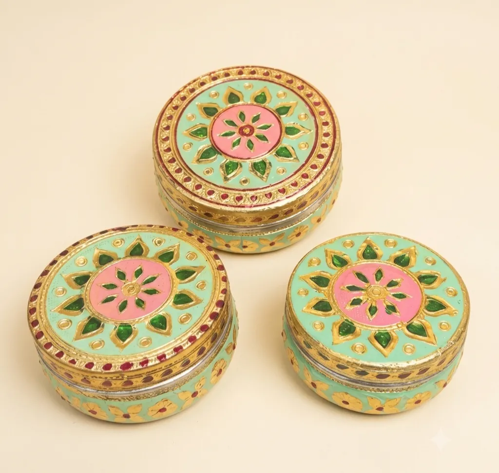 Mint Green Meenakari Box for baby shower and wedding return gifts