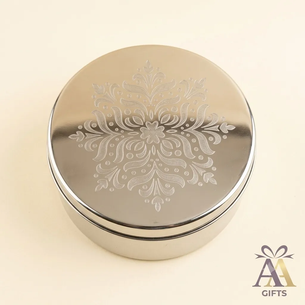 Floral printed stainless steel storage container for baby shower return gifts