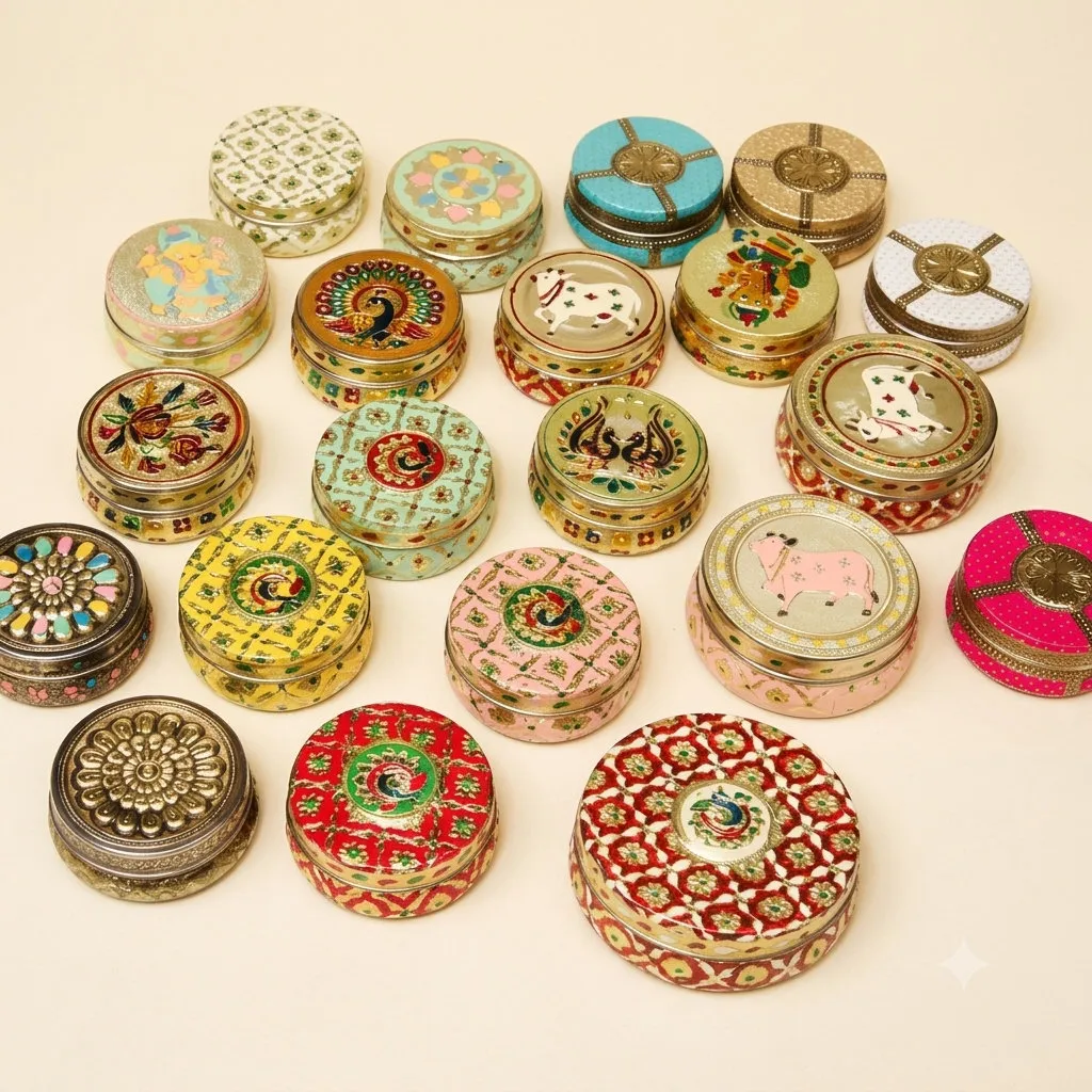 Pichwai Cow Printed Gift Tin for weddings, pooja favors, baby showers and festive gifting