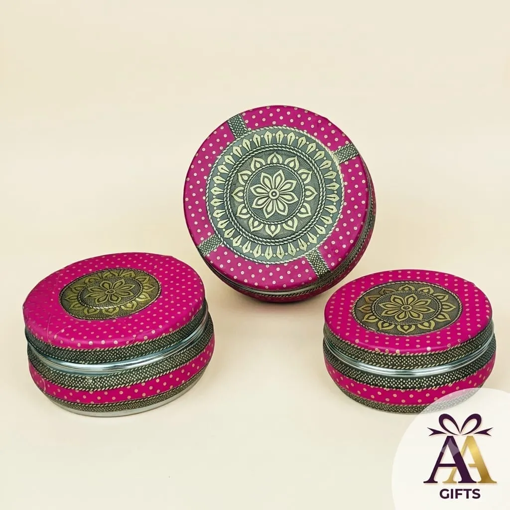 Pink Printed Meenakari Box for baby shower and pooja return gifts