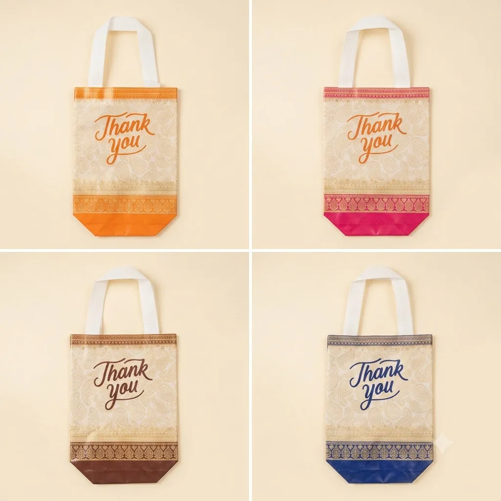 Printed Return Gift Bags Set for weddings, pooja favors, baby showers and festive gifting