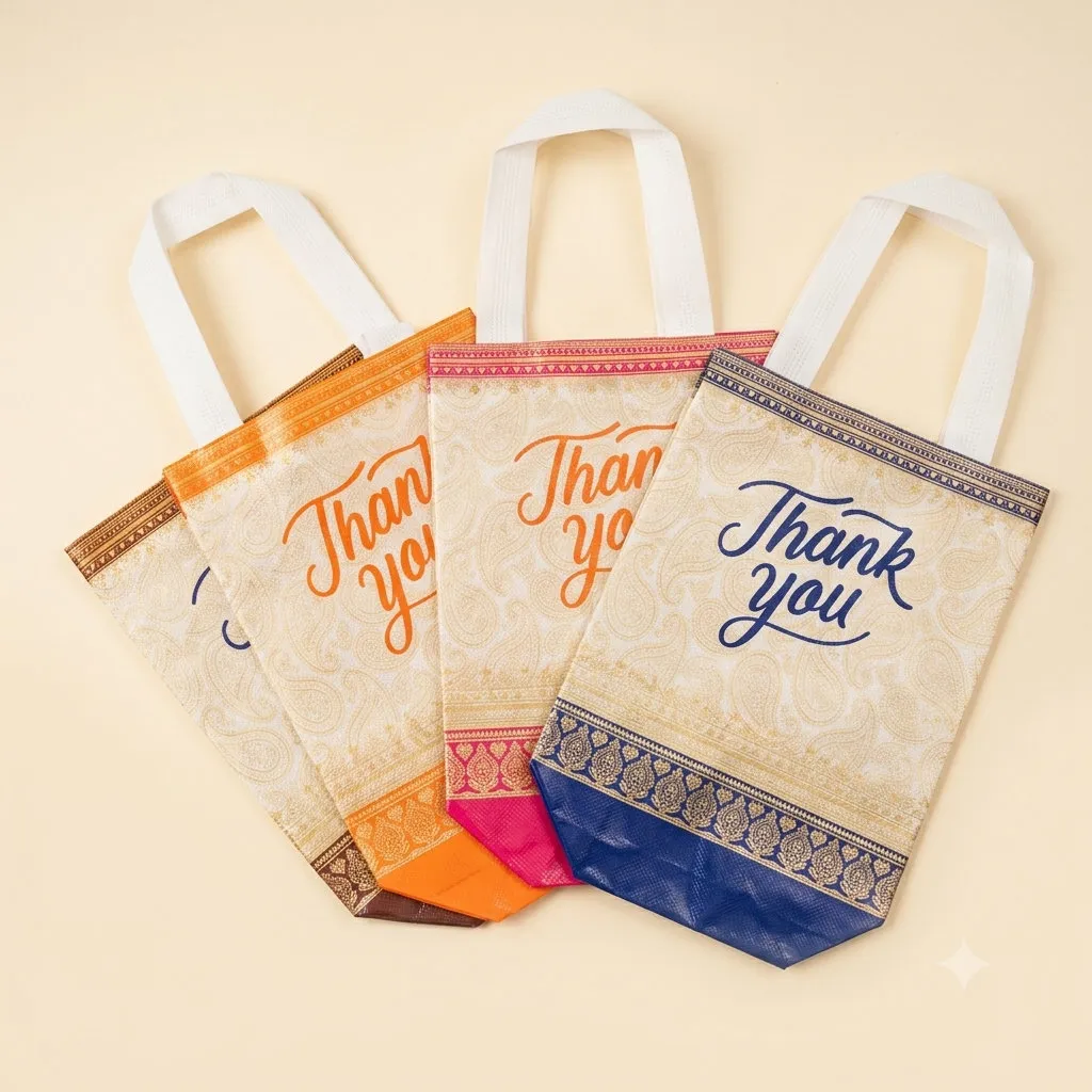 Printed Return Gift Gift Bags for weddings, pooja favors, baby showers and festive gifting