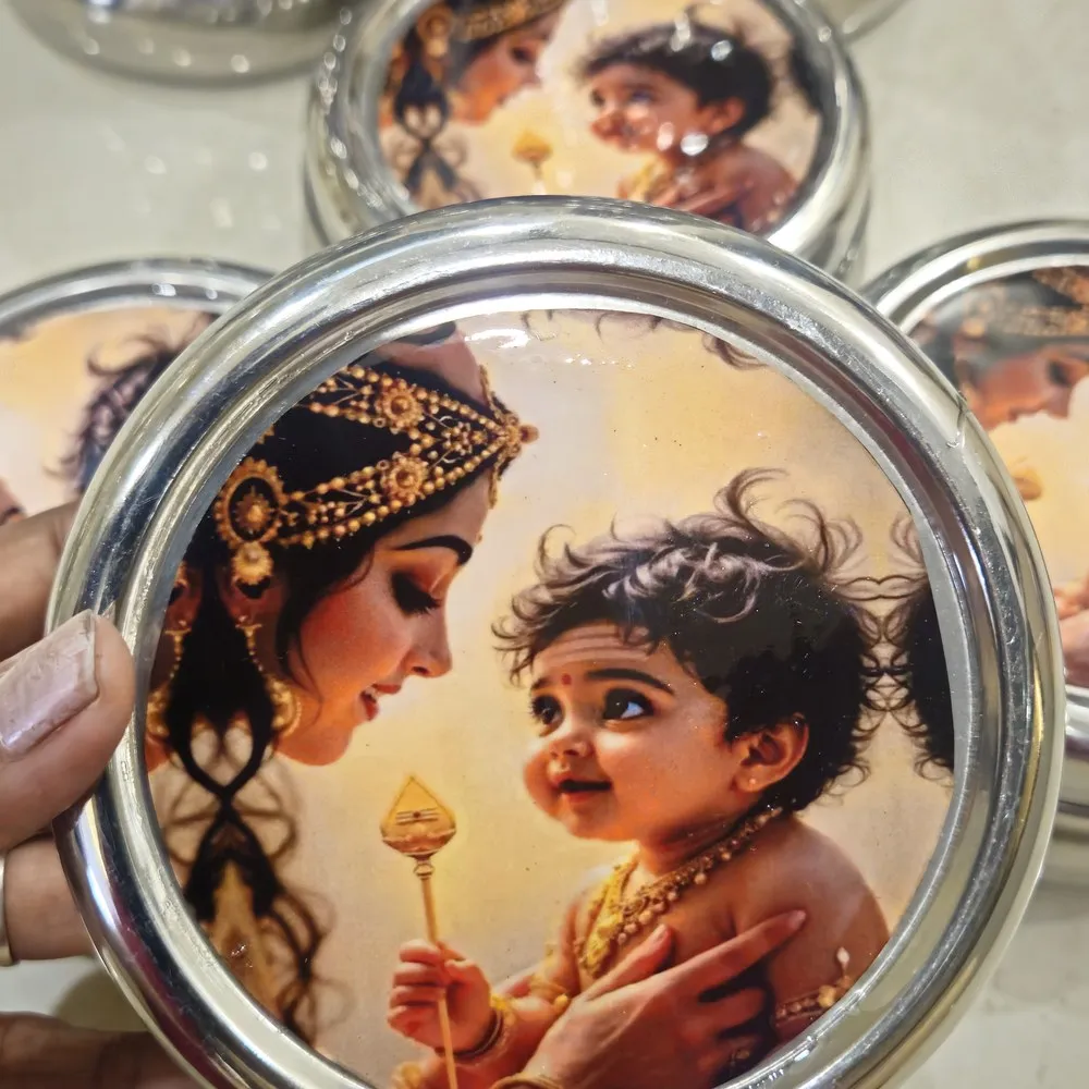 High definition printed stainless steel storage container for festive gifting