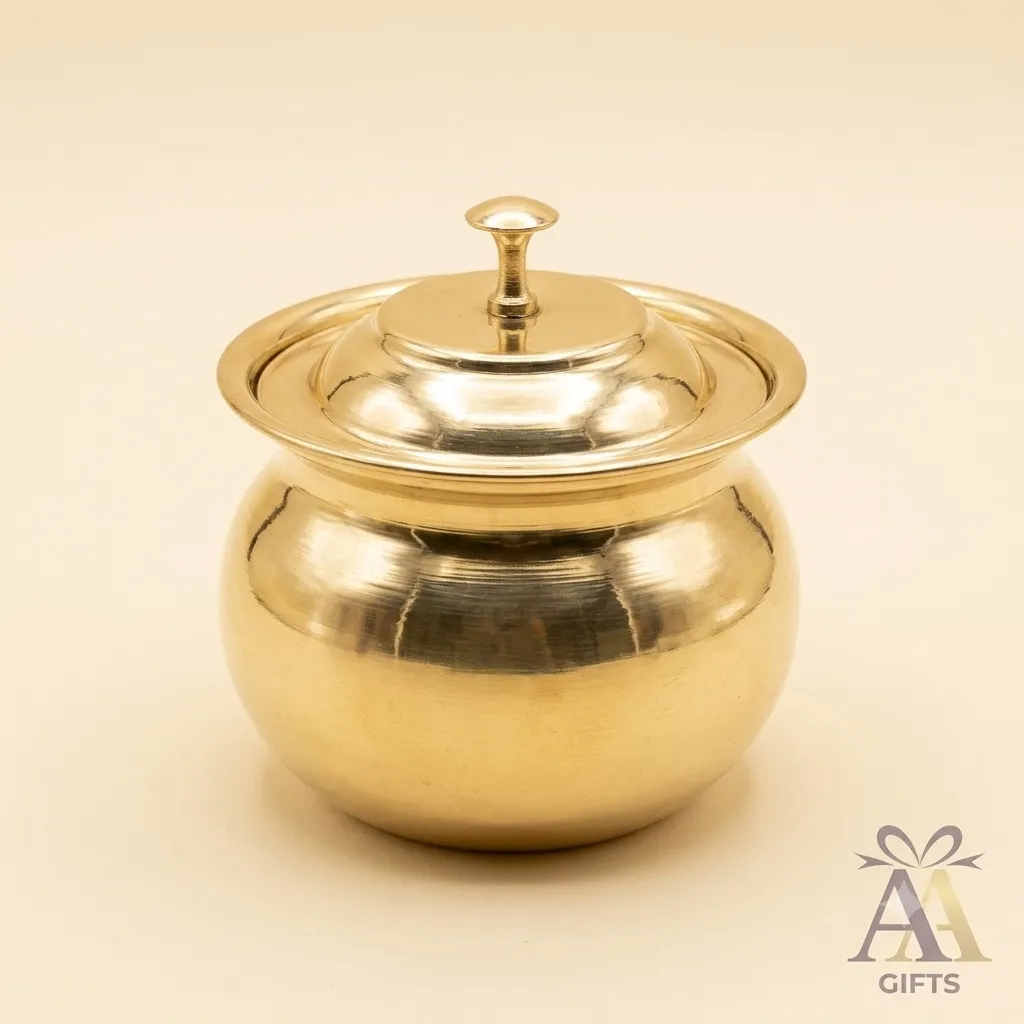 Stainless steel ghee pot container with spoon for kitchen and housewarming gifts