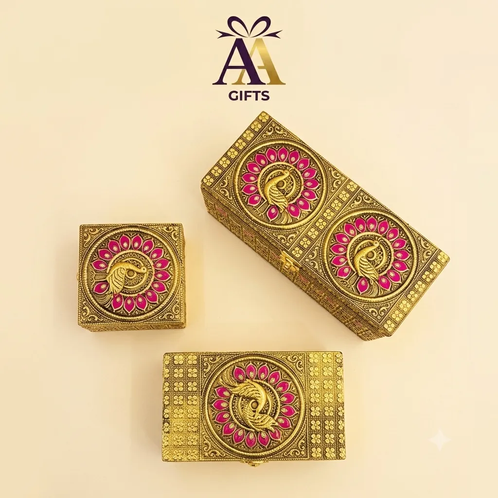Royal velvet partitioned dry fruit gift box for wedding return hampers