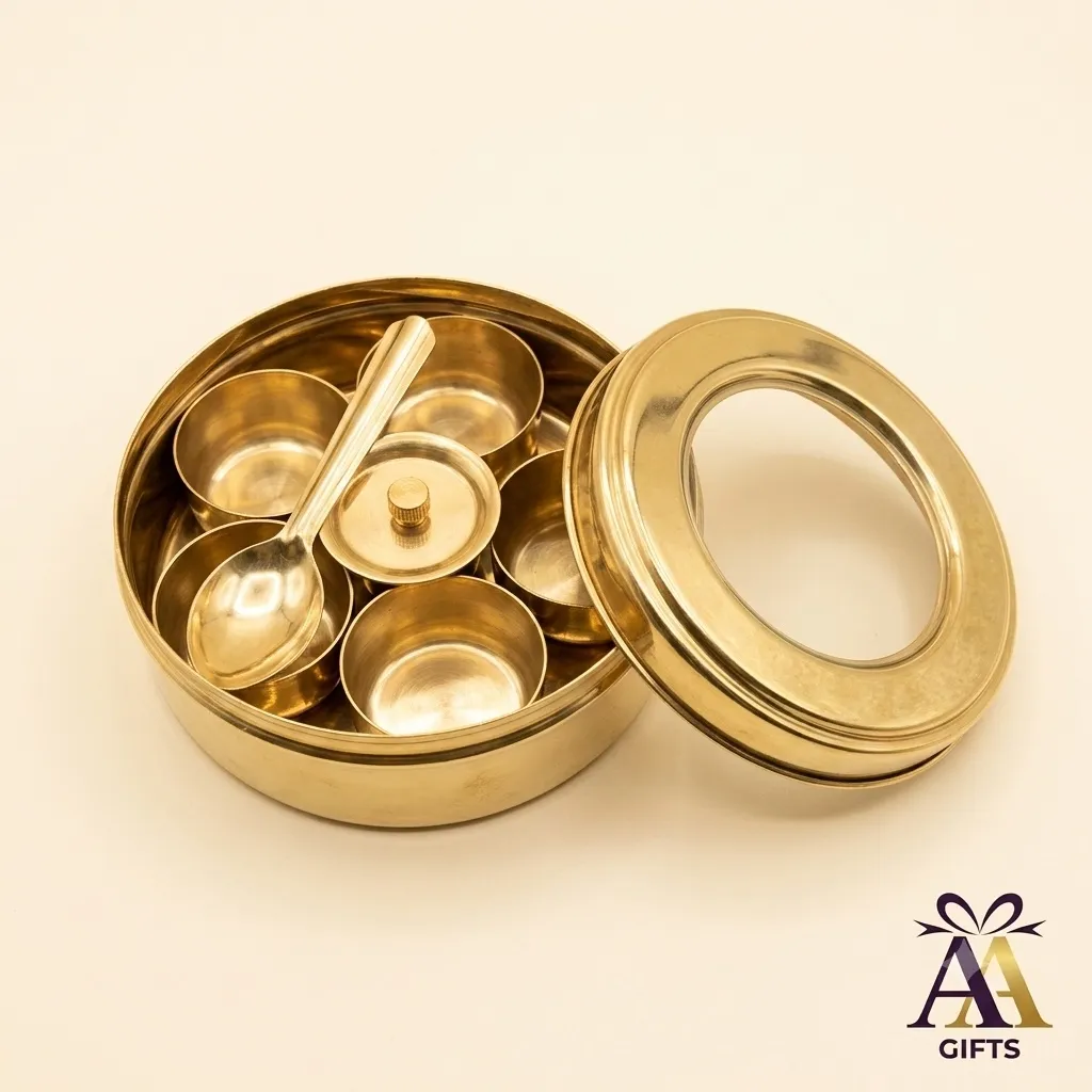 Stainless steel window type masala spice box with transparent lid