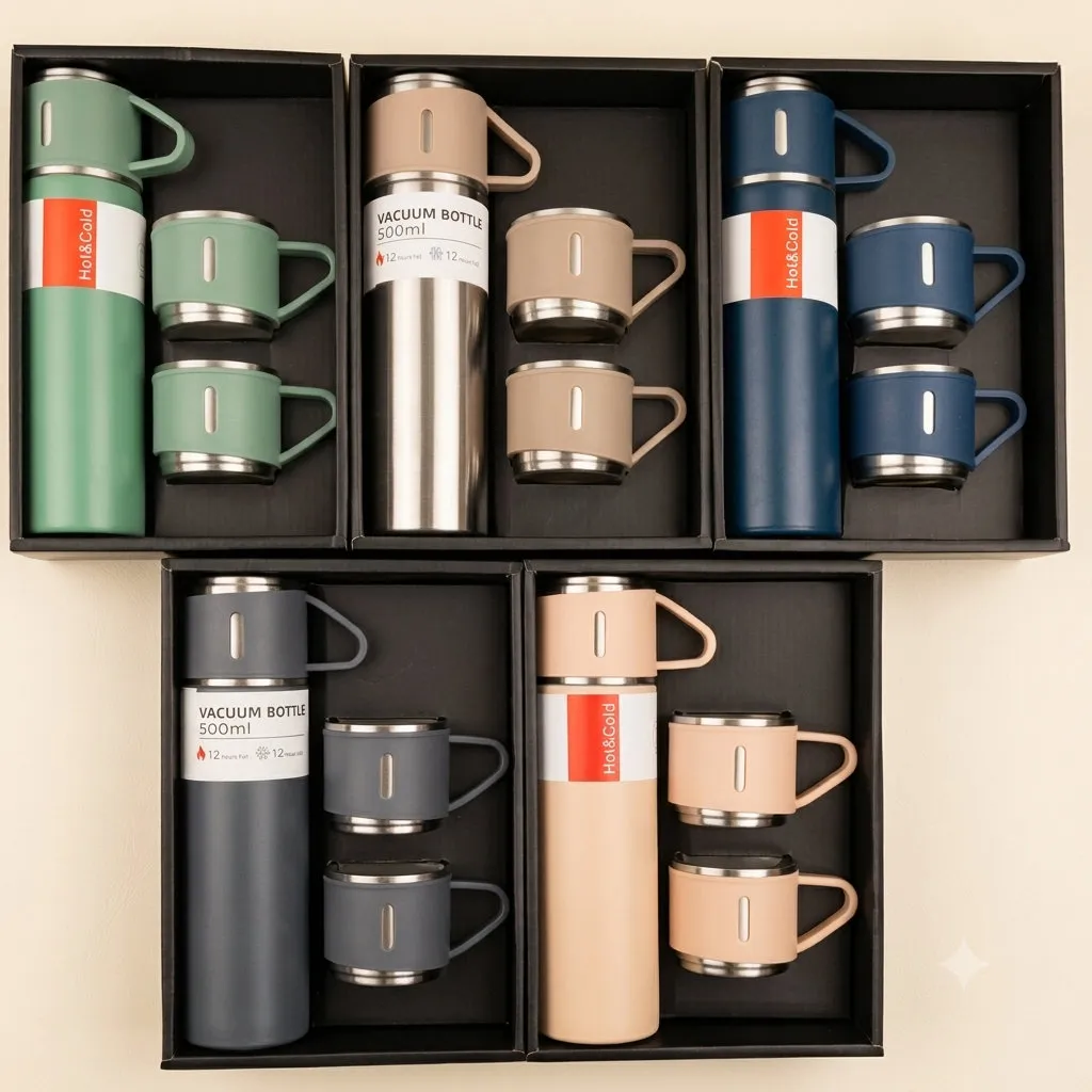 Stainless Steel Vacuum Flask Set for weddings, pooja favors, baby showers and festive gifting
