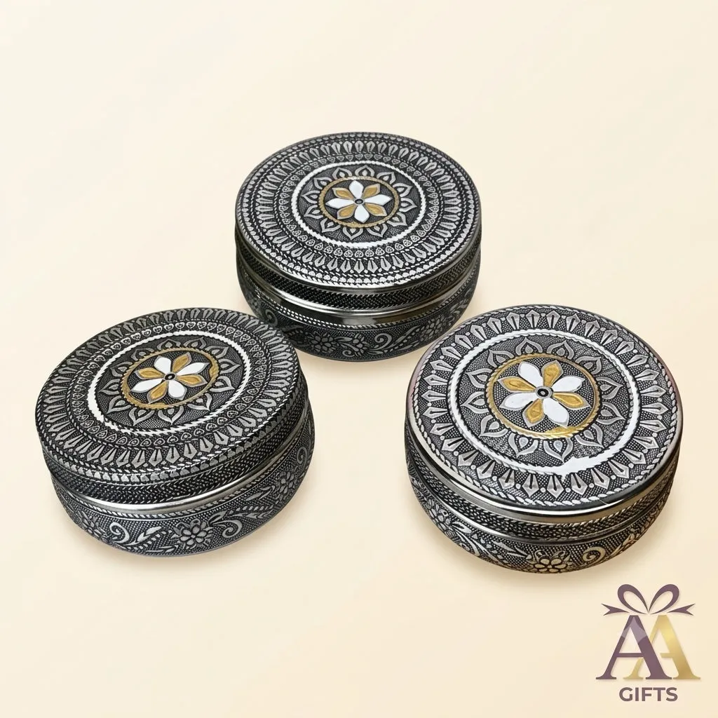 Traditional Enamel Painted Kumkum Boxes for weddings, pooja favors, baby showers and festive gifting