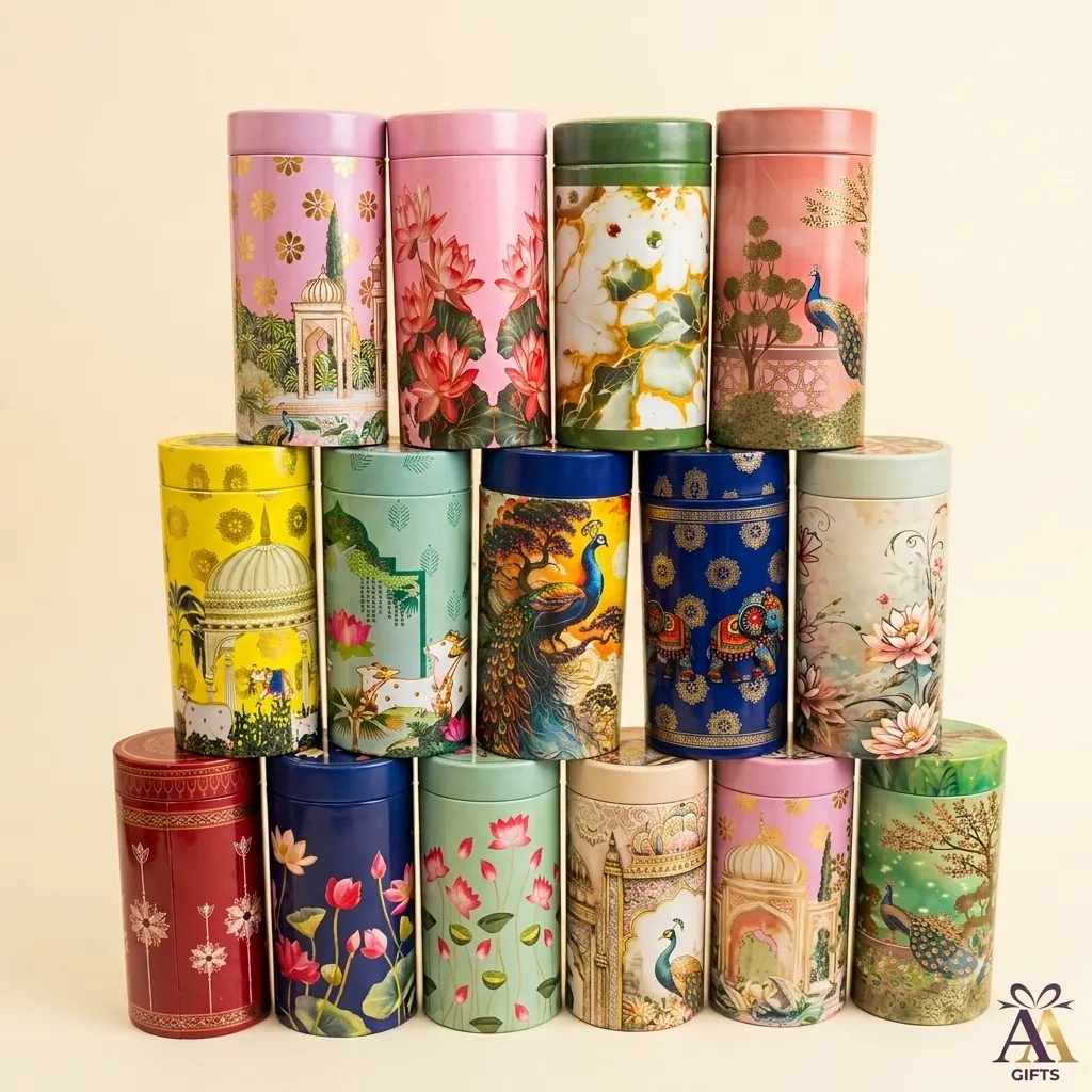 Colorful decorative metal tin storage box for chocolates and cookies